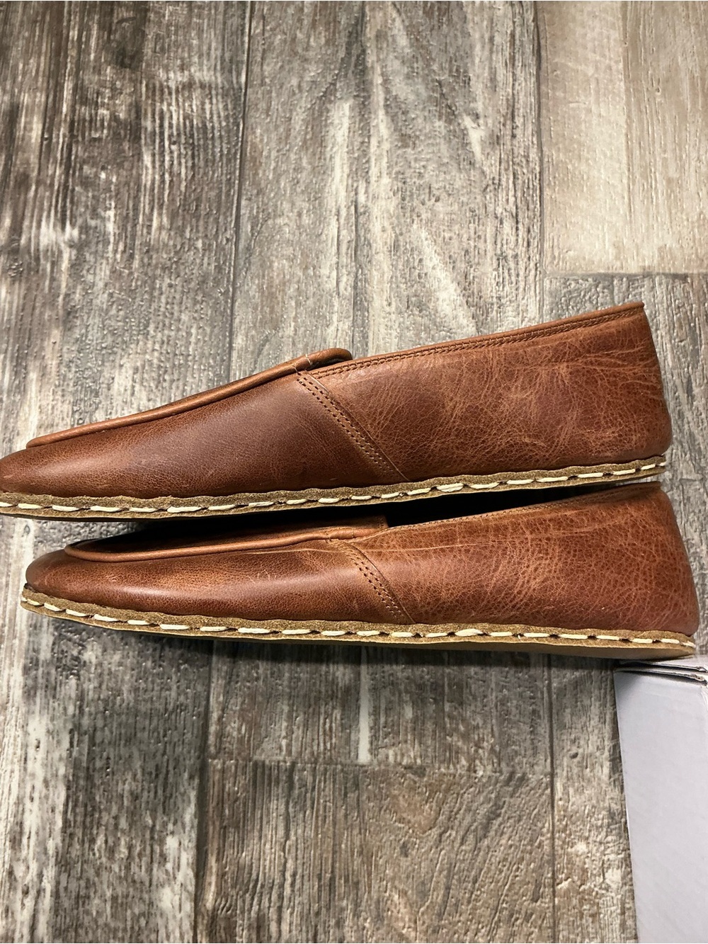 Unisex 100% Brown Leather Slip-On Loafers Women’s Size 8-8.5 or Men’s Size 6.5 - Picture 8 of 12